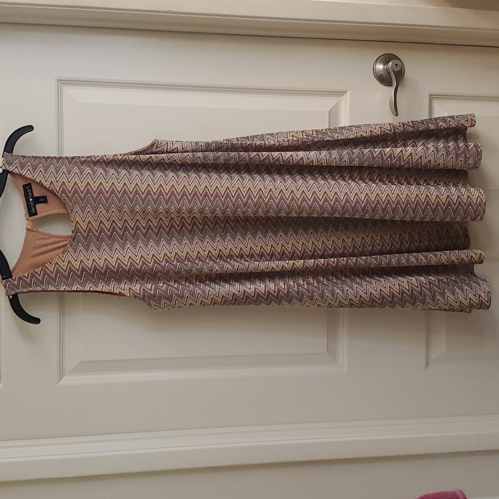 Cute dress with double beige interior midi dress